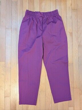 Purple High-Waist Paperbag Pants